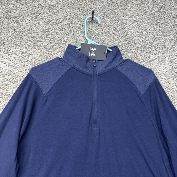 Under Armour 1/4 Zip Fleece Shirt Men's Medium Blue Lightweight Pullover New - Picture 3 of 16